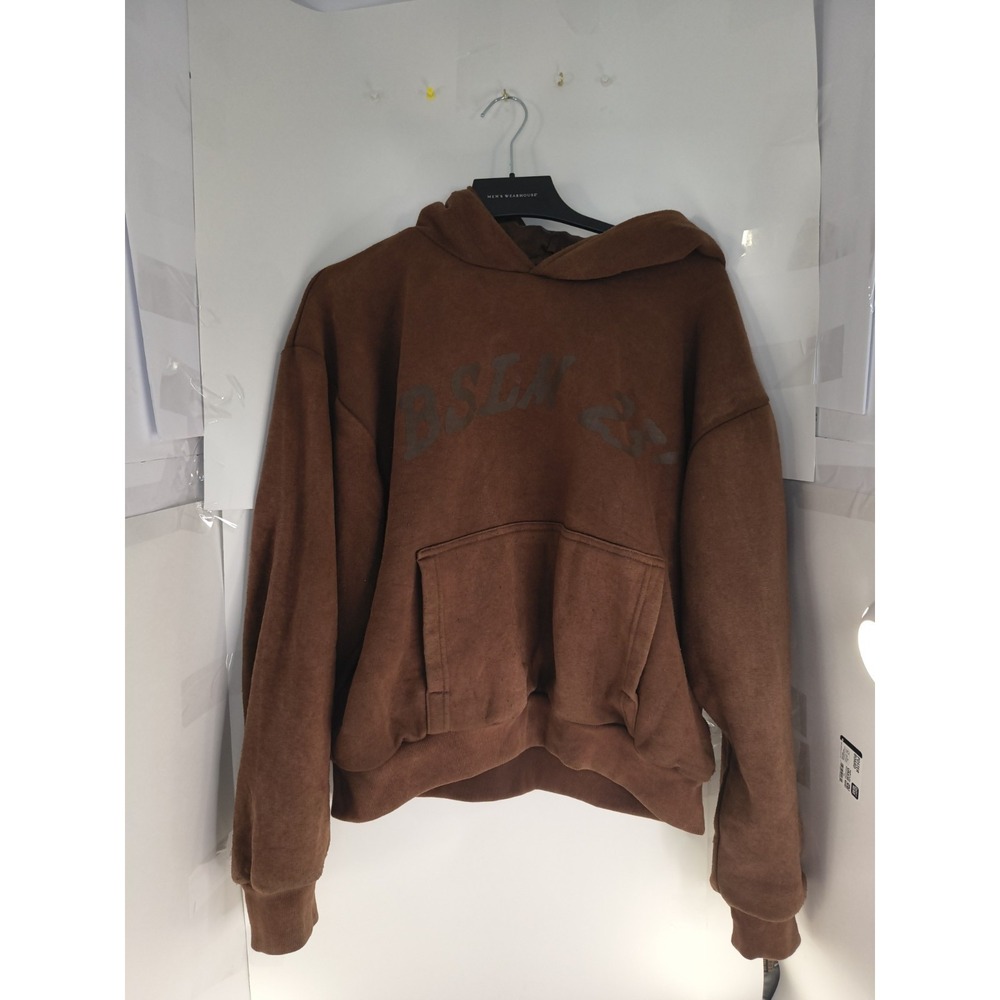 BSLM Clothing Brown Hoodie Men's Medium Pullover Graphic Streetwear Sweatshirt